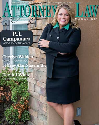 Photo of attorney P.J. Campanaro on cover of Attorney at Law Magazine